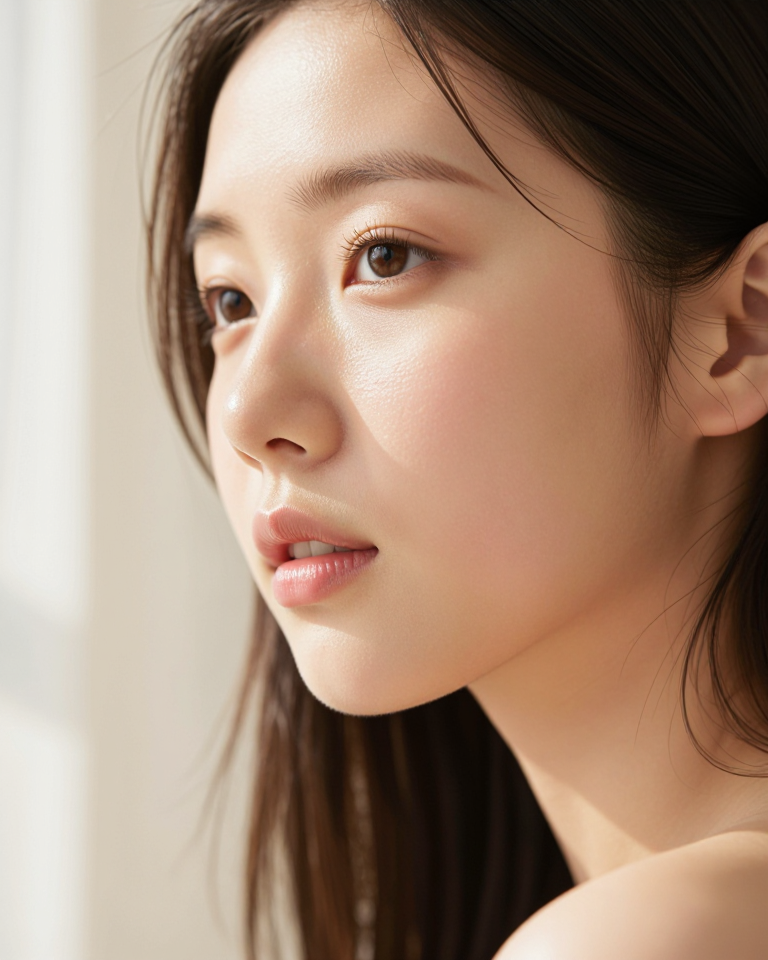 아침 햇살 아래 피부